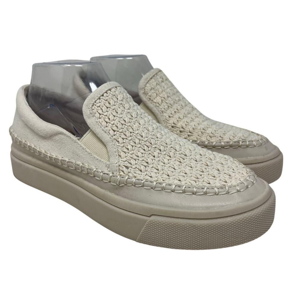 Dolce Vita Saydi Ivory Crochet Knit Slip On Platform Sneakers 9